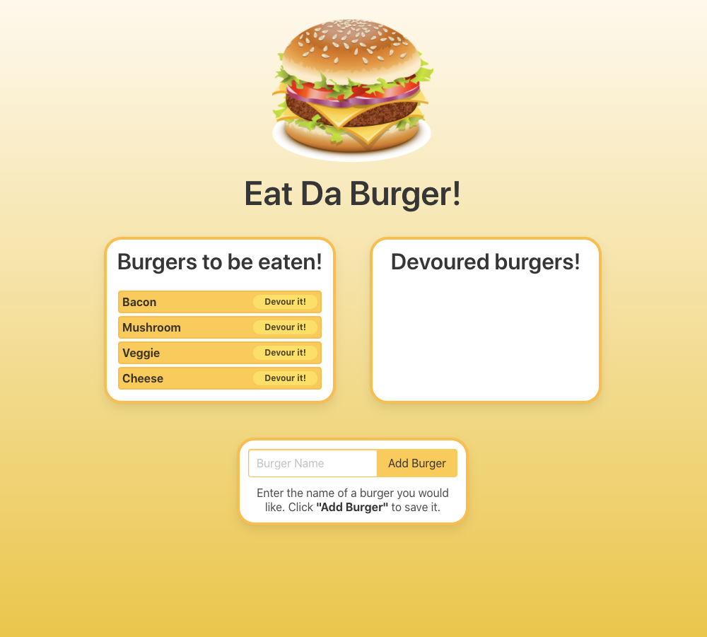 Eat Da Burger Full Stack Web Application